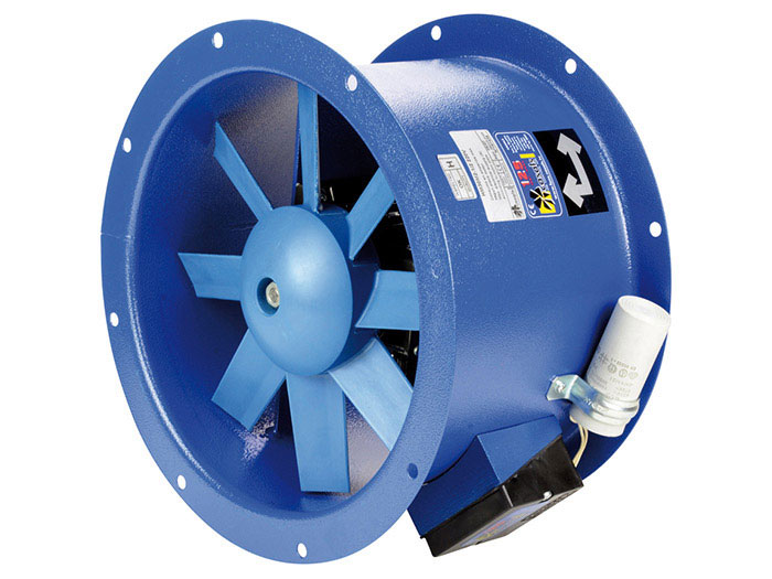 Ventilateur axial tubulaire - 6650 m³/h<br> Triphasé 400 V - 1500 tr/min