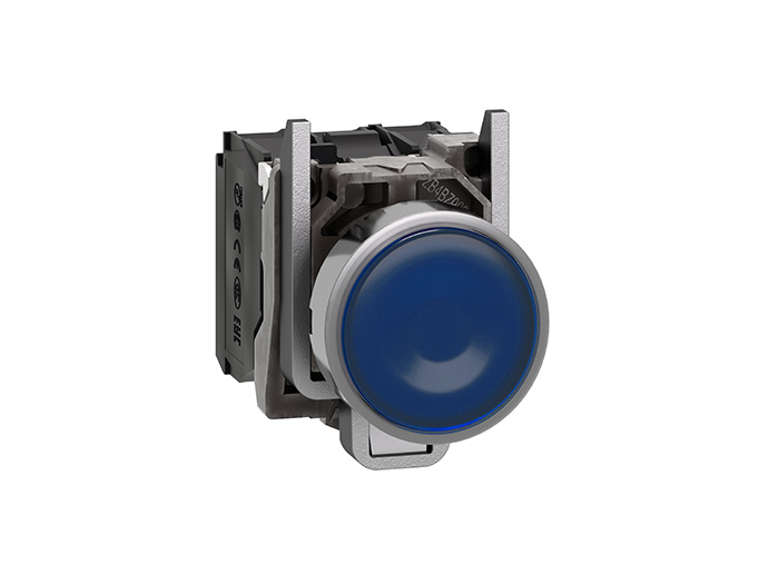 Poussoir lumineux LED - 1F+1O - bleu - Ø22 - 230VAC