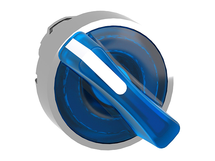 Tête de bouton tournant lumineux - 2 positions Ø22 - bleu