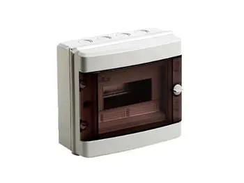 Coffret électrique en saillie - IP65<br> 8 modules - Porte transparente