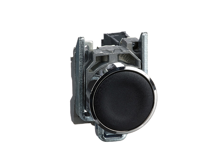 Bouton poussoir - affleurant - 1F - Ø22 - noir