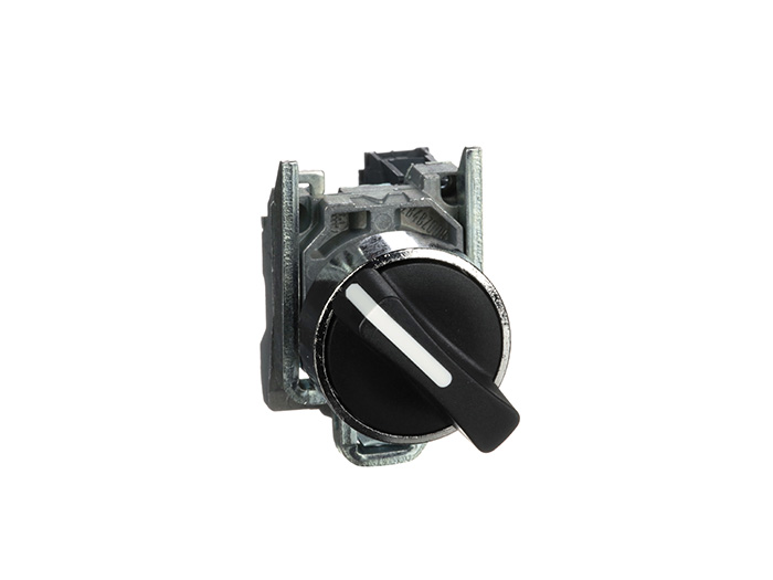 Bouton tournant - 2 positions fixes - 1F - D:22- noir