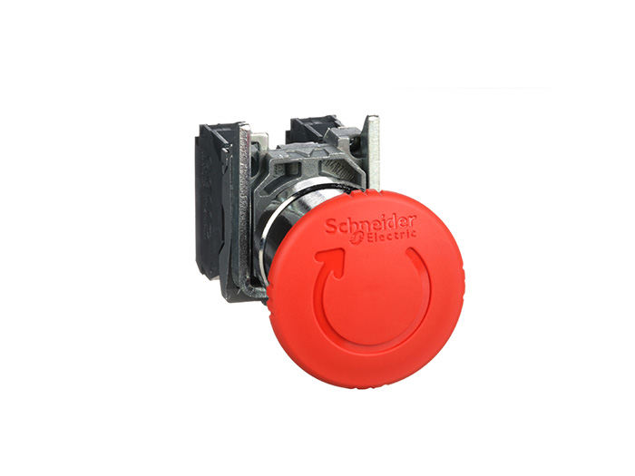 Bouton arrêt urgence - pousser tourner - 1F+1O - rouge - Ø40