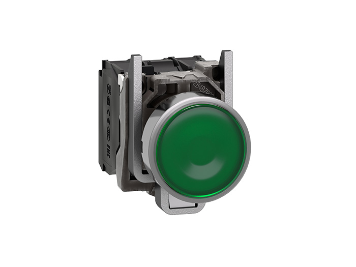 Poussoir lumineux LED - 1F+1O - vert - Ø22 - 24VACDC